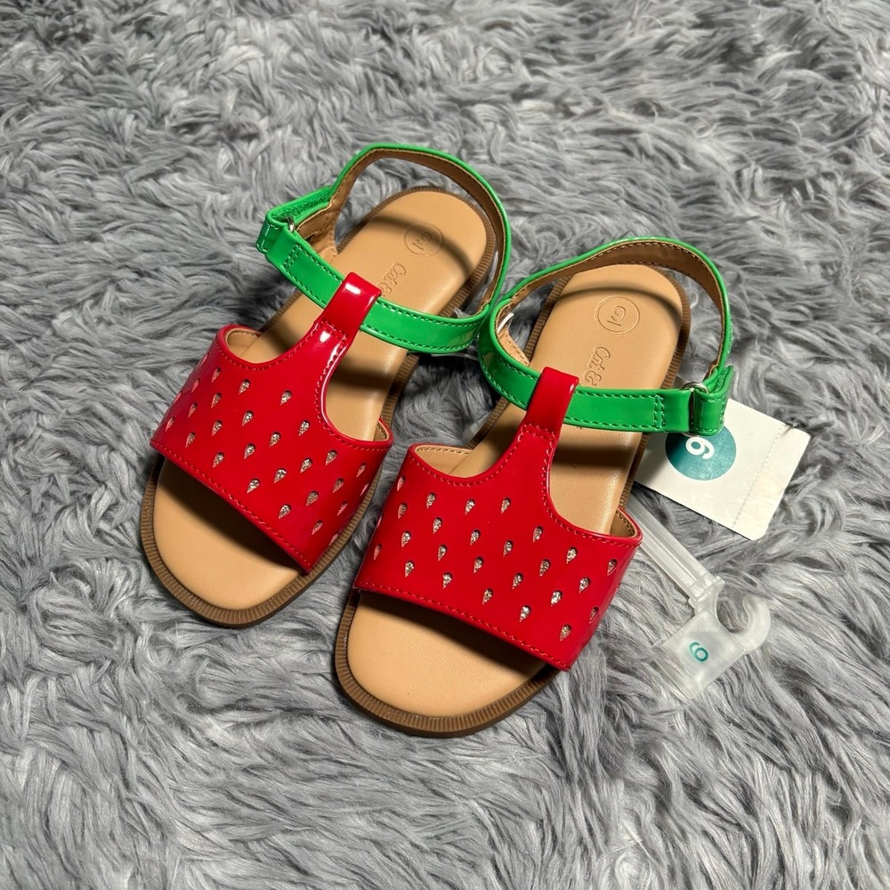 Cat & Jack Strawberry Sandals Toddler Girls 9c NEW Spring Summer